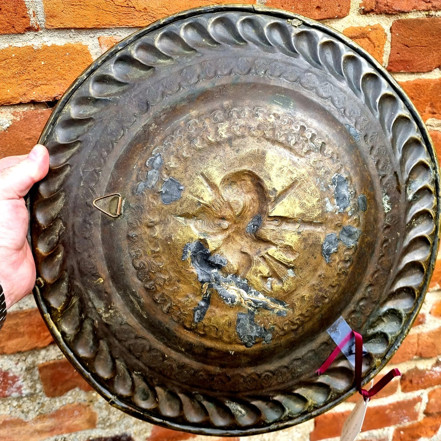 17th Century Antique Brass Alms Dish