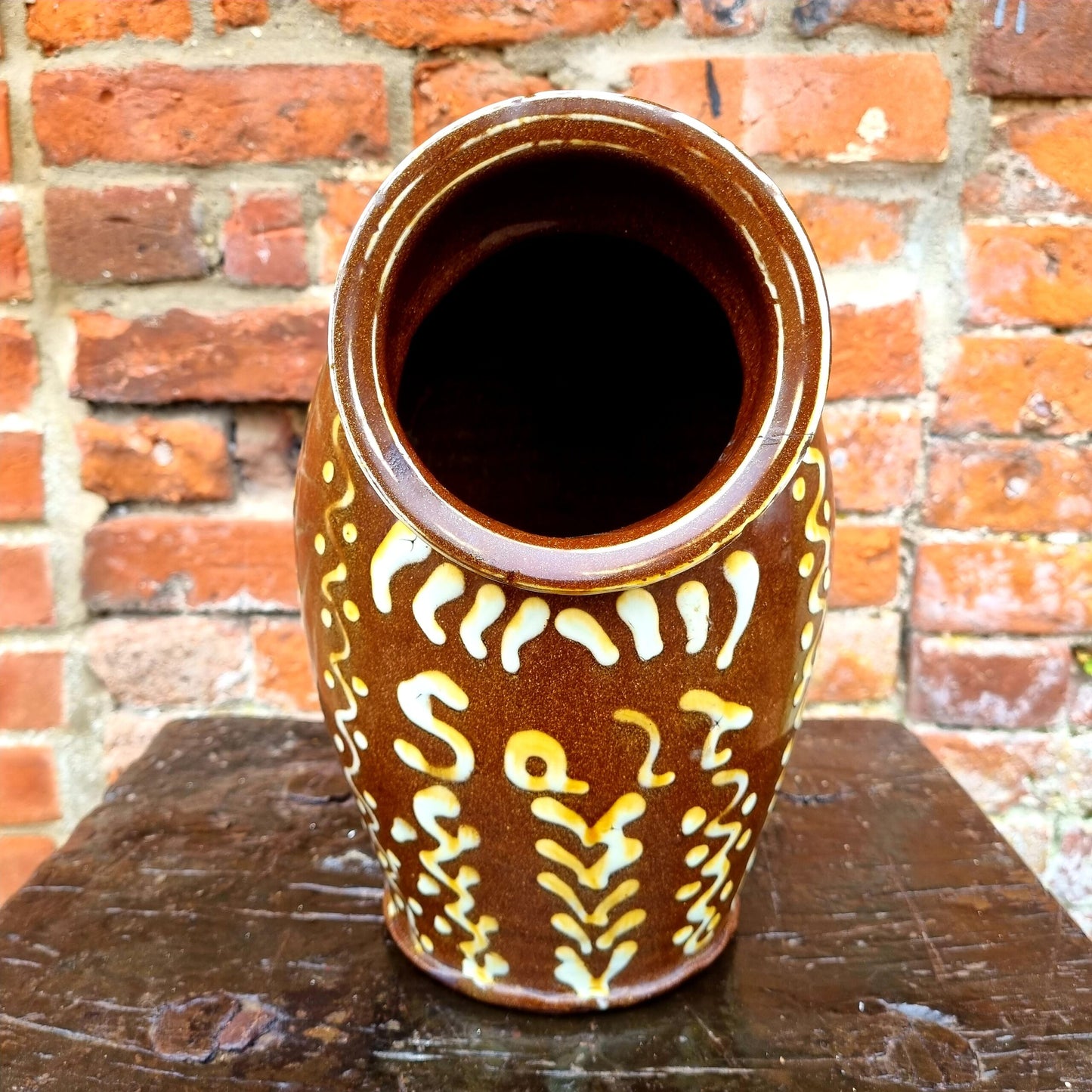 19thC English Antique Slipware Salt Pig