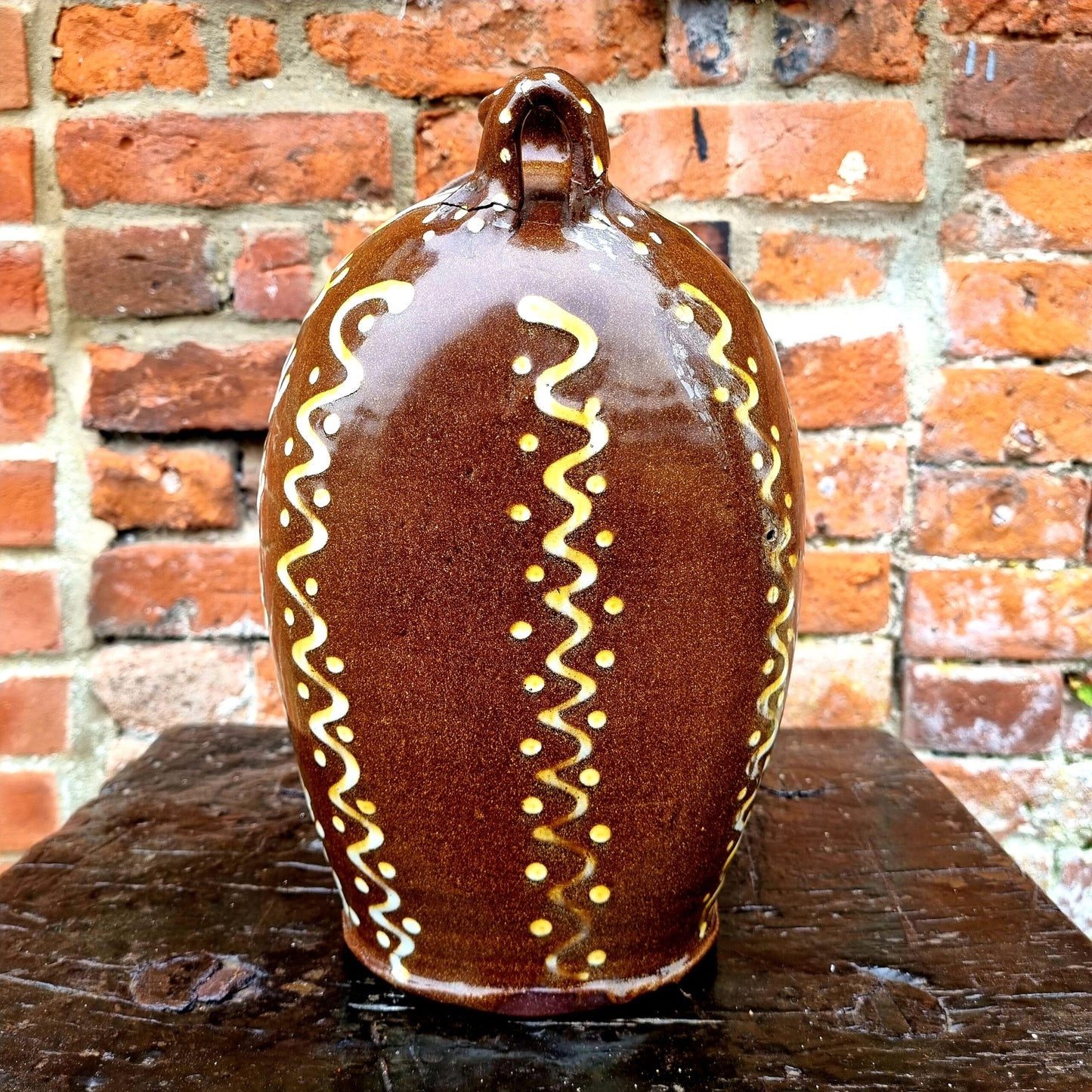 19thC English Antique Slipware Salt Pig