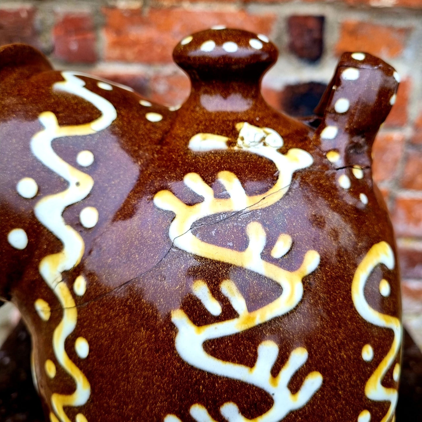 19thC English Antique Slipware Salt Pig