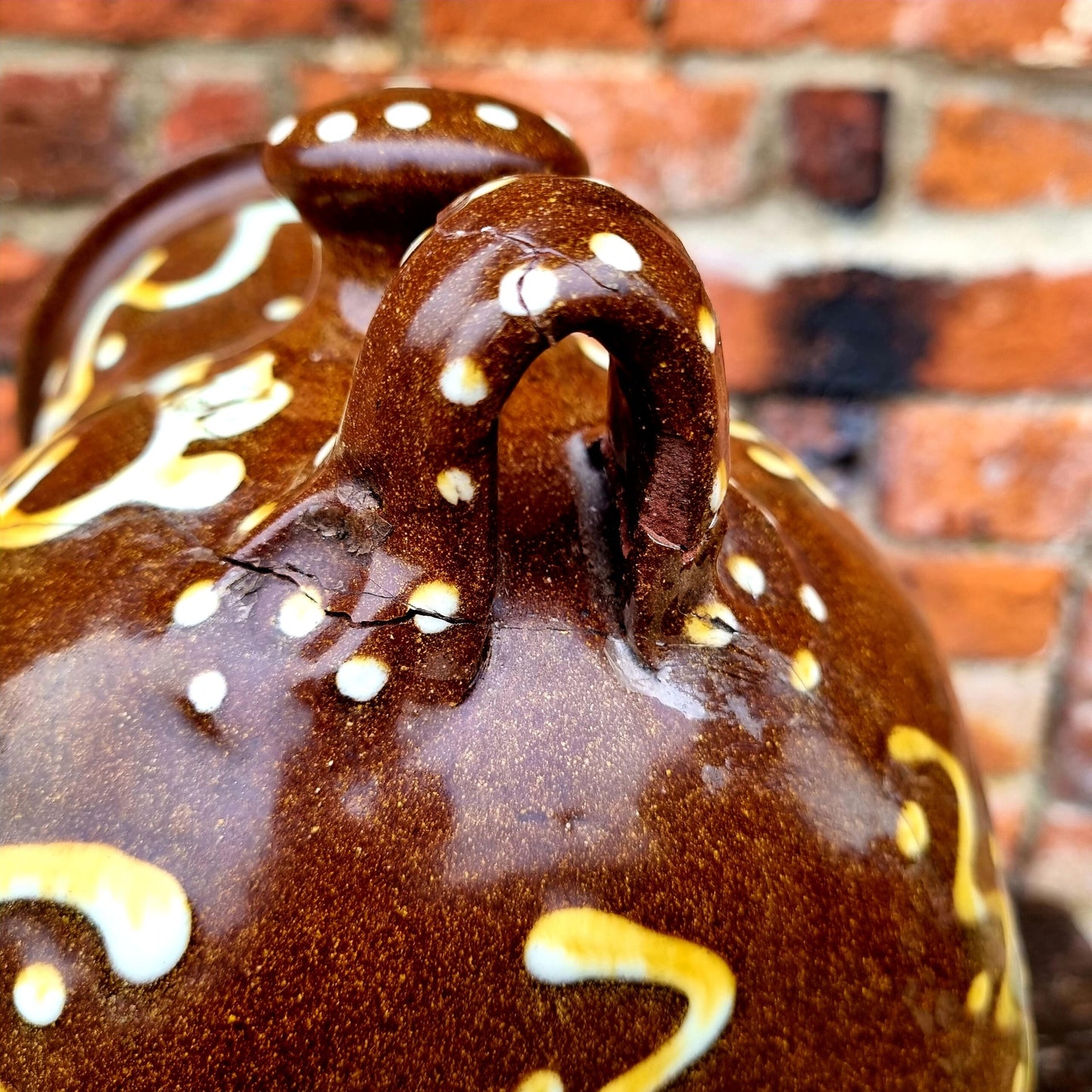 19thC English Antique Slipware Salt Pig