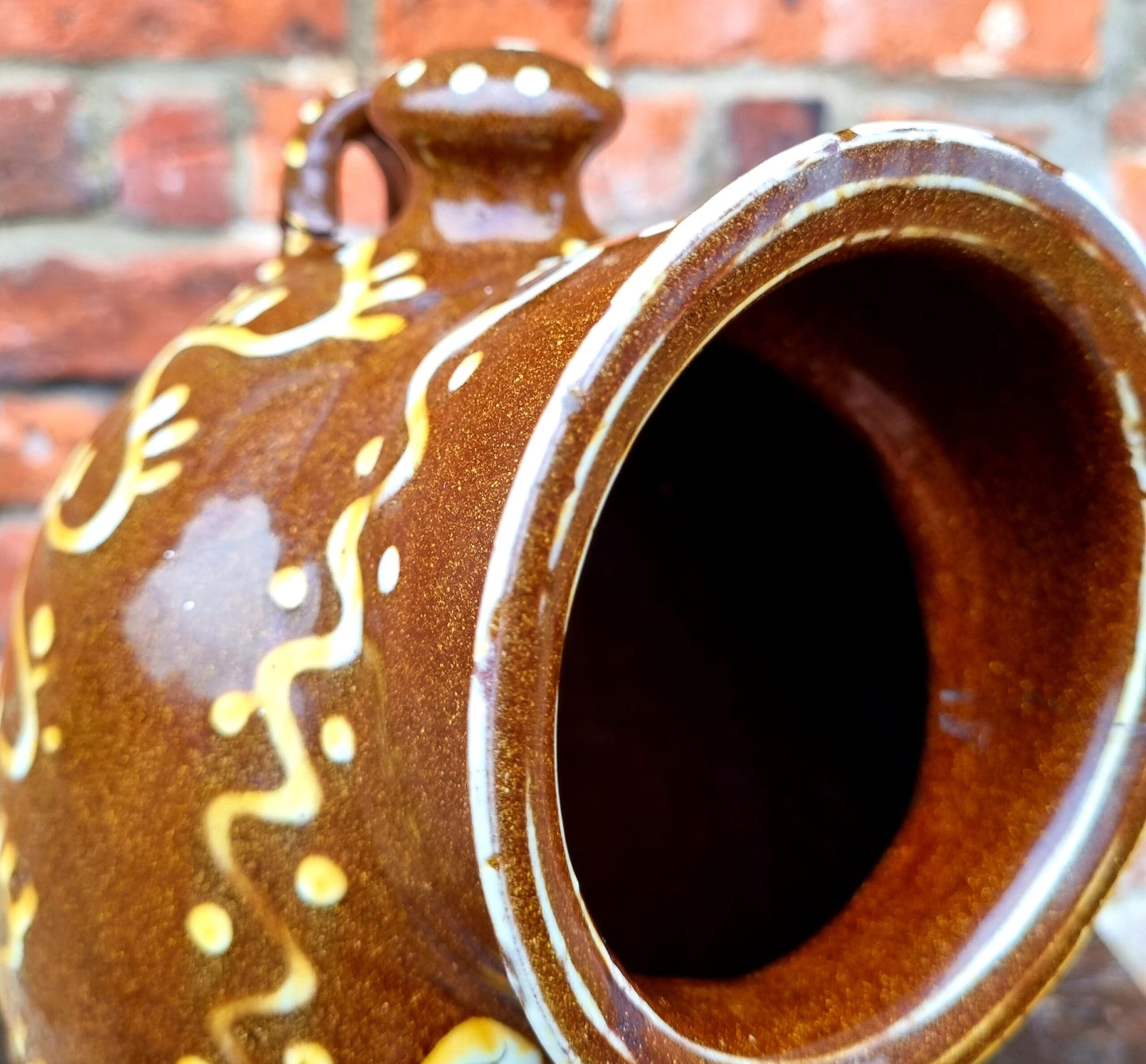 19thC English Antique Slipware Salt Pig