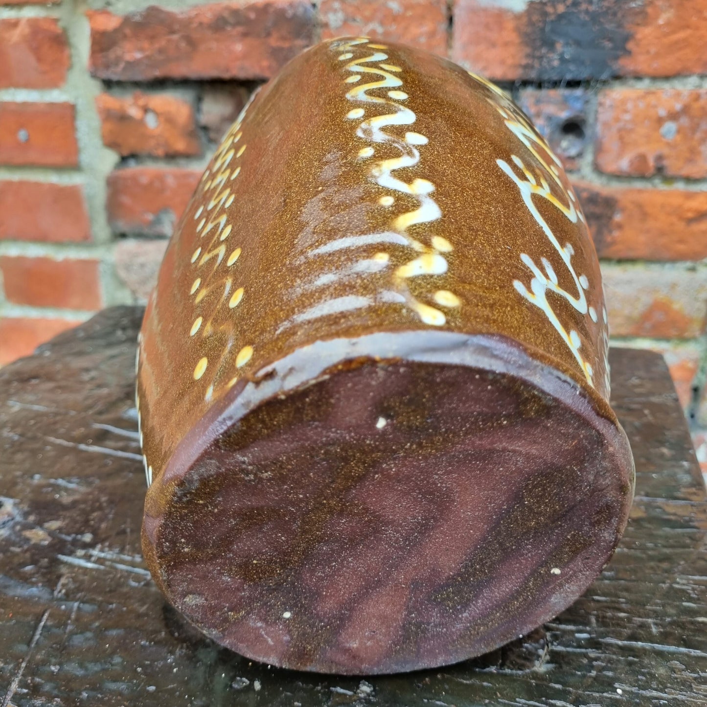 19thC English Antique Slipware Salt Pig