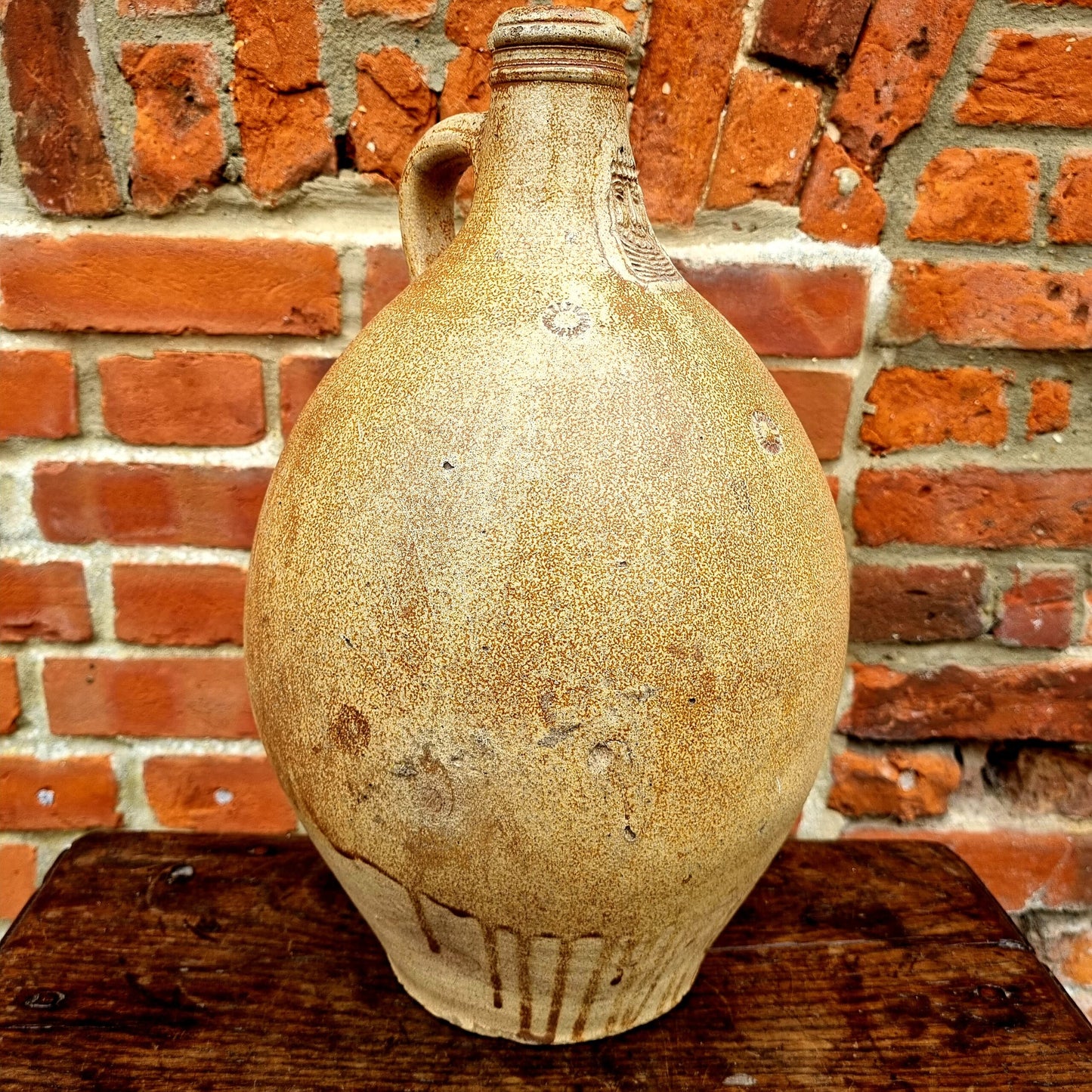 Large Mid 17th Century German Antique Stoneware Bellarmine Jug or Bartmannkrug, Circa 1625-1675