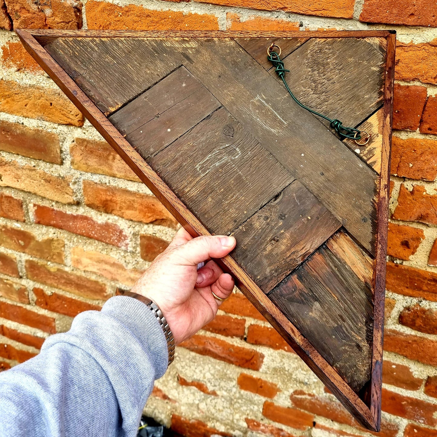 Early 18th Century Antique Oak Panel with Inlaid Veneer Depicting a Winged Angel
