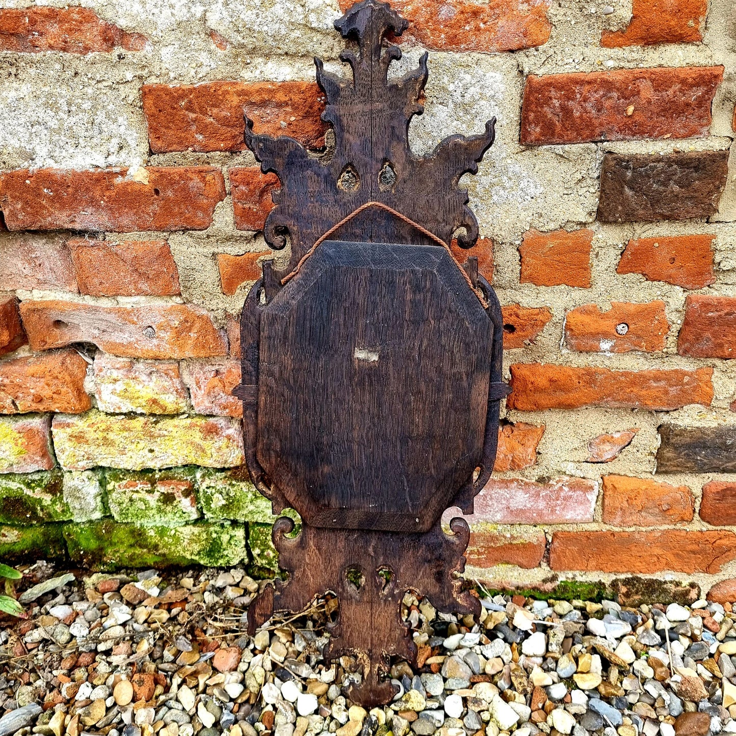 Early 18th Century German Antique Carved Oak Mirror Frame With Original Mercury Glass Plate