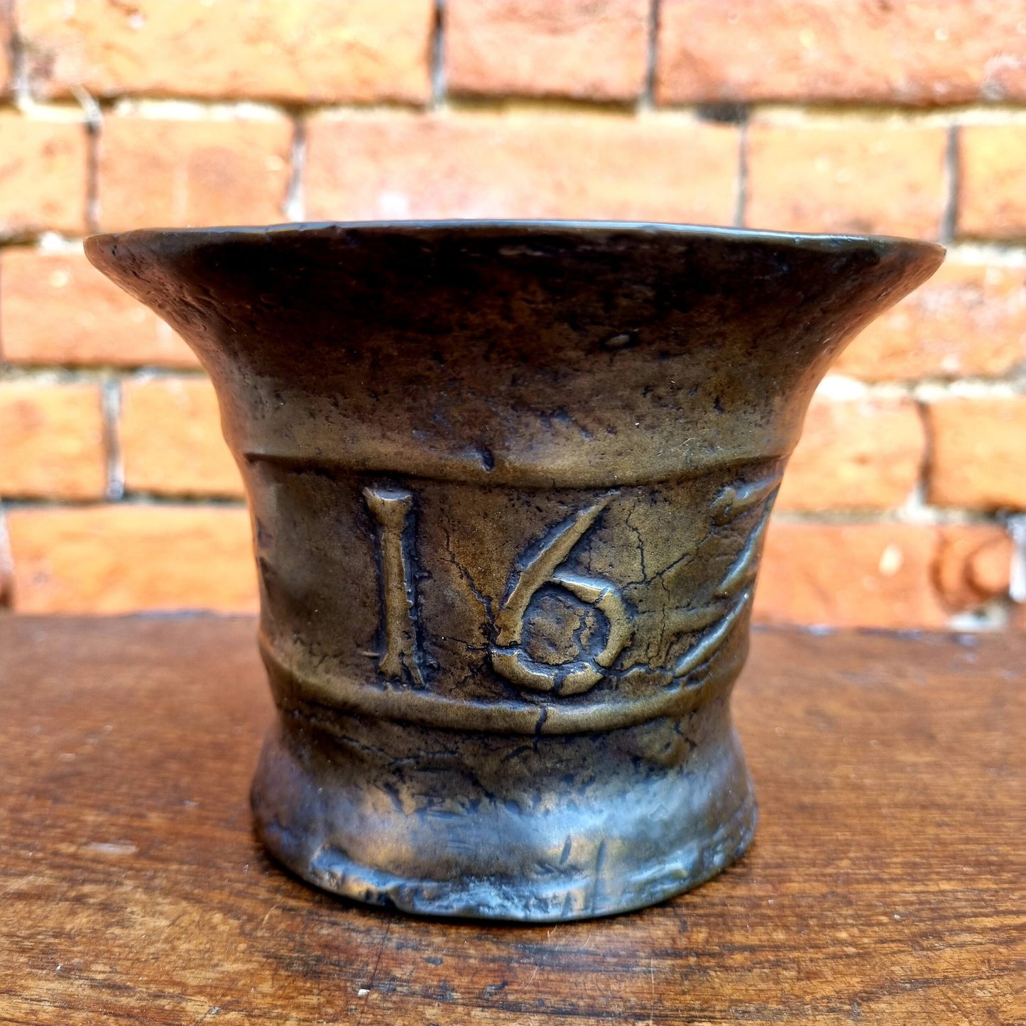 Early 17th Century Charles I Period English Antique Bronze Mortar Dated "1639"
