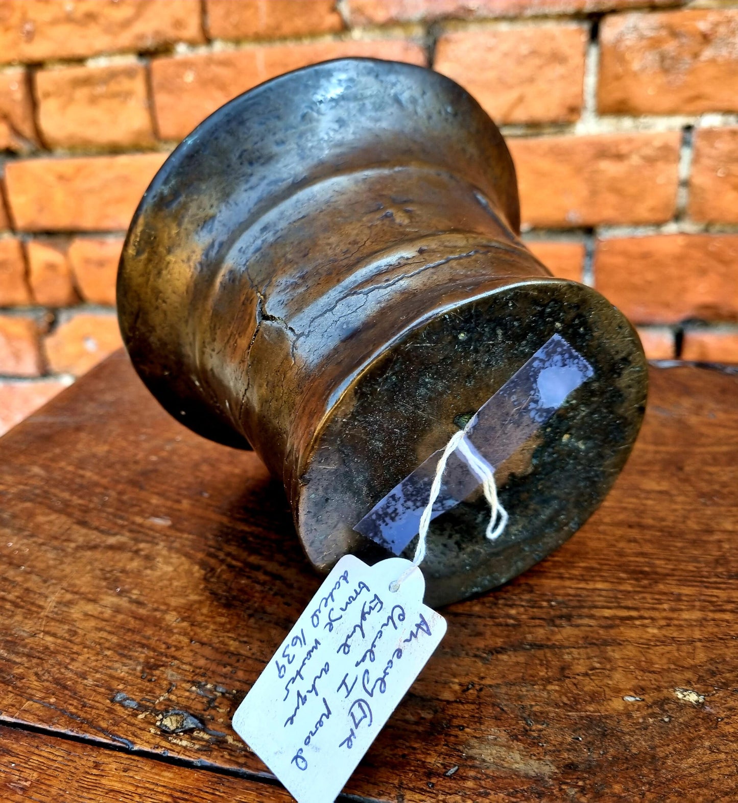 Early 17th Century Charles I Period English Antique Bronze Mortar Dated "1639"