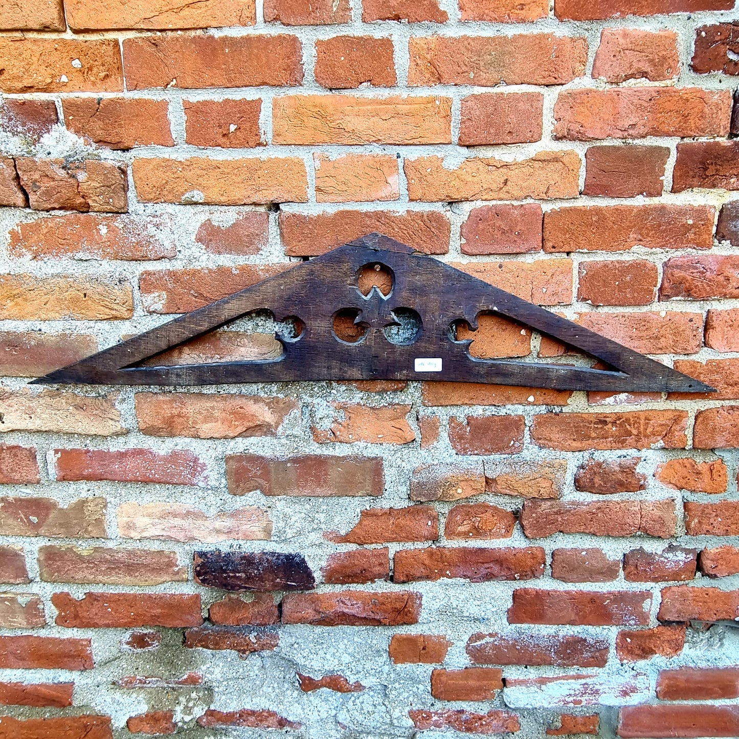 16thC Antique Carved Oak Gothic Tracery Fragment of Triangular Form