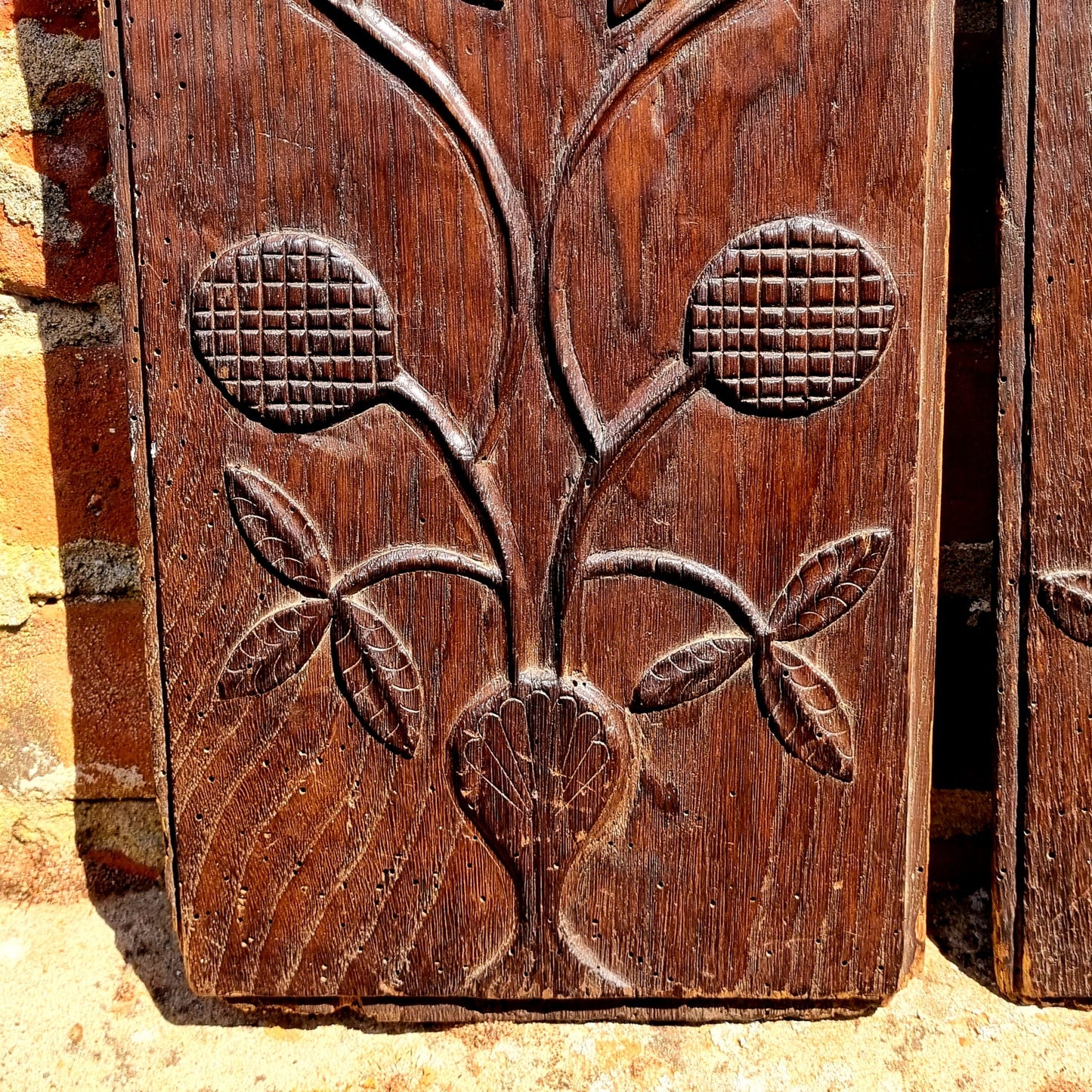 Rare Pair of Late 17th Century French Antique Carved Oak Panels Depicting Birds / Cockerels