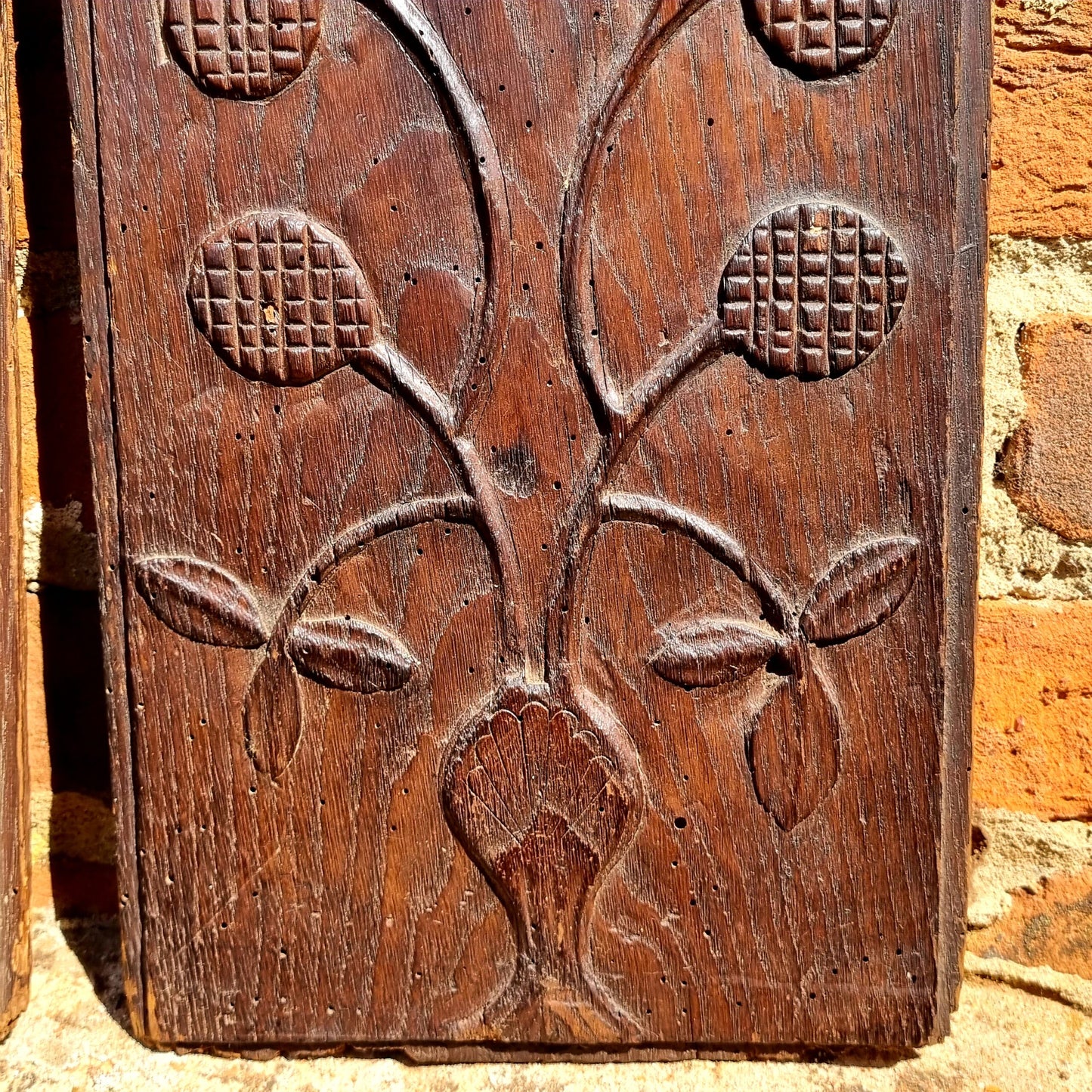 Rare Pair of Late 17th Century French Antique Carved Oak Panels Depicting Birds / Cockerels