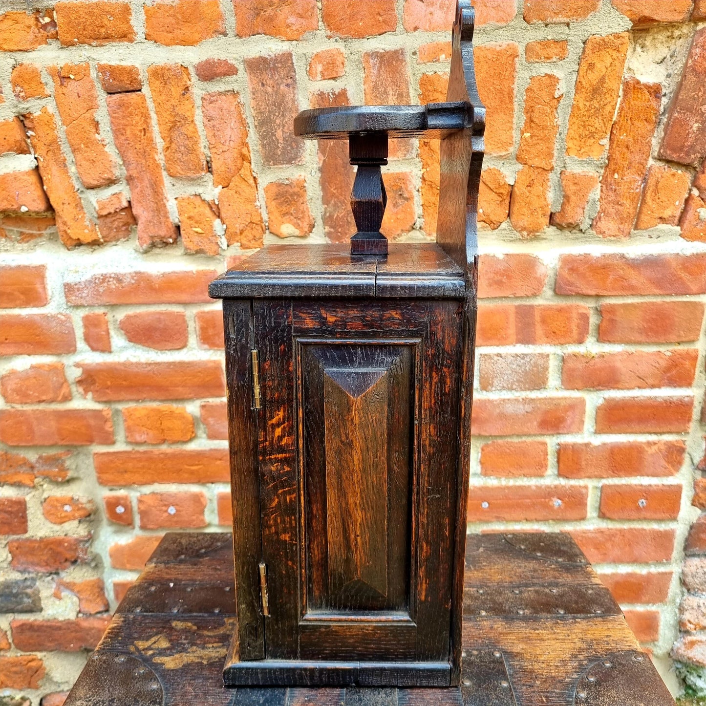 19thC Welsh Antique Oak Folk Art Smokers Cabinet