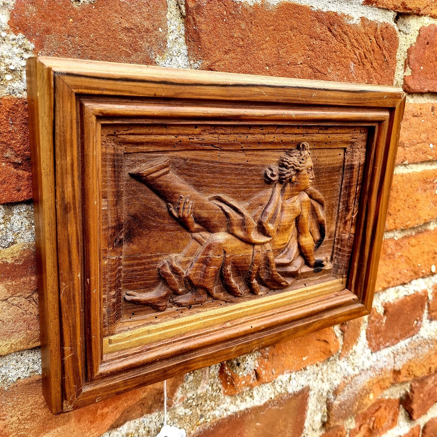 Early 18th Century Flemish Antique Carved Walnut Panel Depicting An Allegory of Fortitude