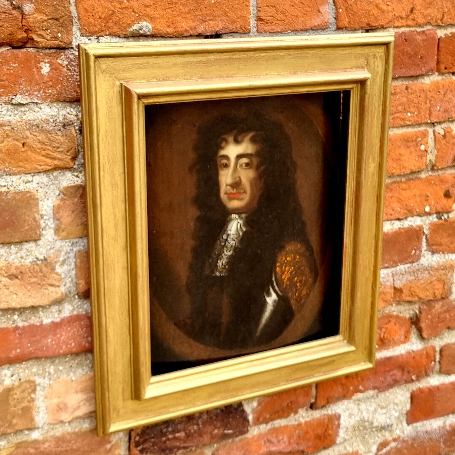 Follower of Sir Peter Lely, Early 18th Century English School Oil on Board Portrait of King Charles II of England (1630-1685)