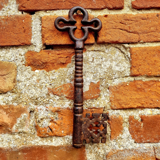 Large 17thC / 18thC Antique Iron Church Wardens Key / Church Door Key