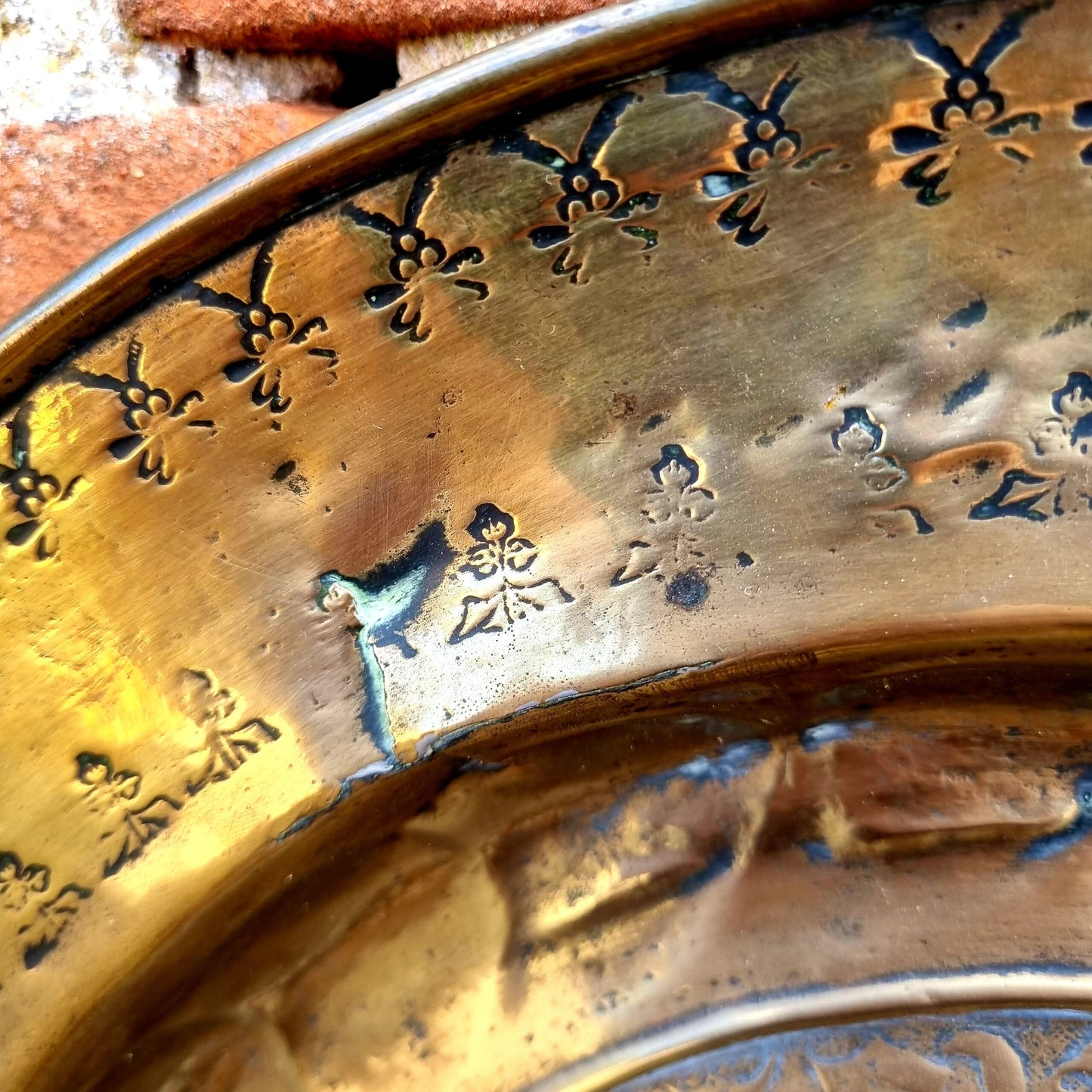 17th Century German Antique Brass Adam & Eve Alms Dish Attributed to Nuremberg