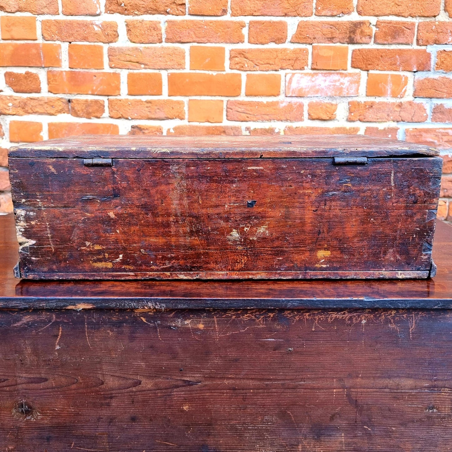 Late 18th Century Welsh Antique Pine Bible Box or Table Top Boarded Box