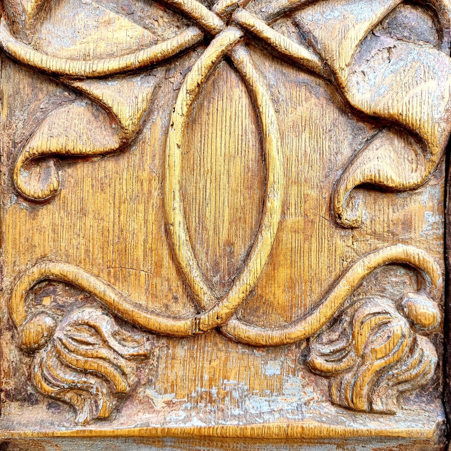 Pair of Early 16th Century Antique Carved Oak Window Shutters, Dated "1525" & Bearing the Initials "GC"