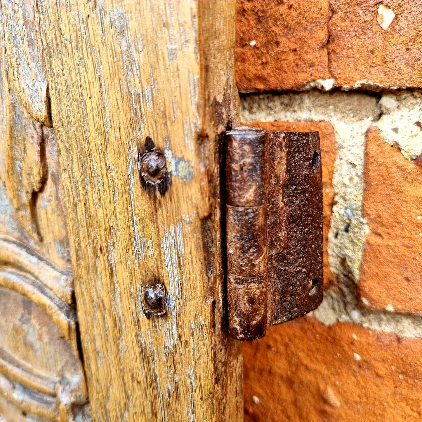 Pair of Early 16th Century Antique Carved Oak Window Shutters, Dated "1525" & Bearing the Initials "GC"