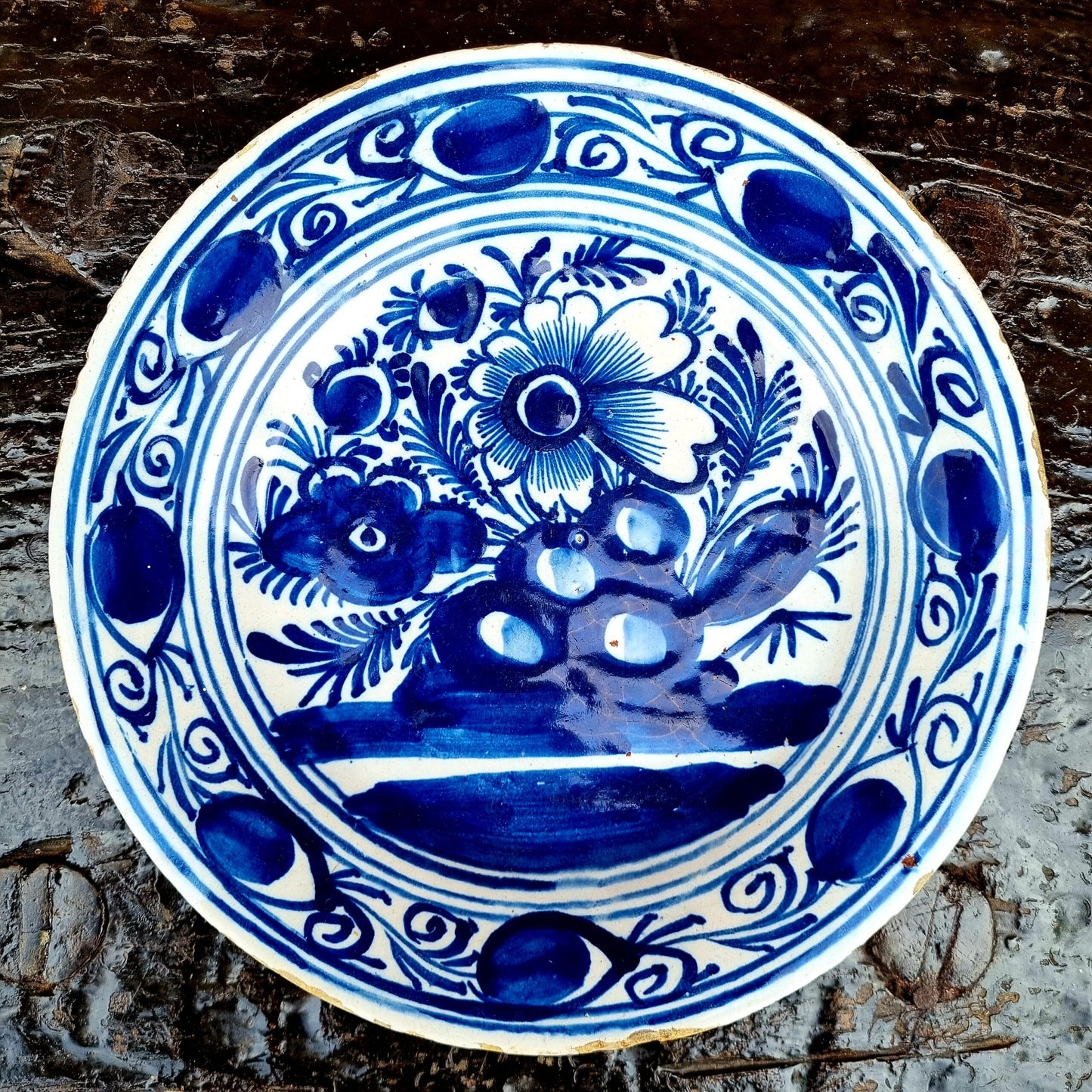 Mid 18th Century Dutch Antique Delftware Plate