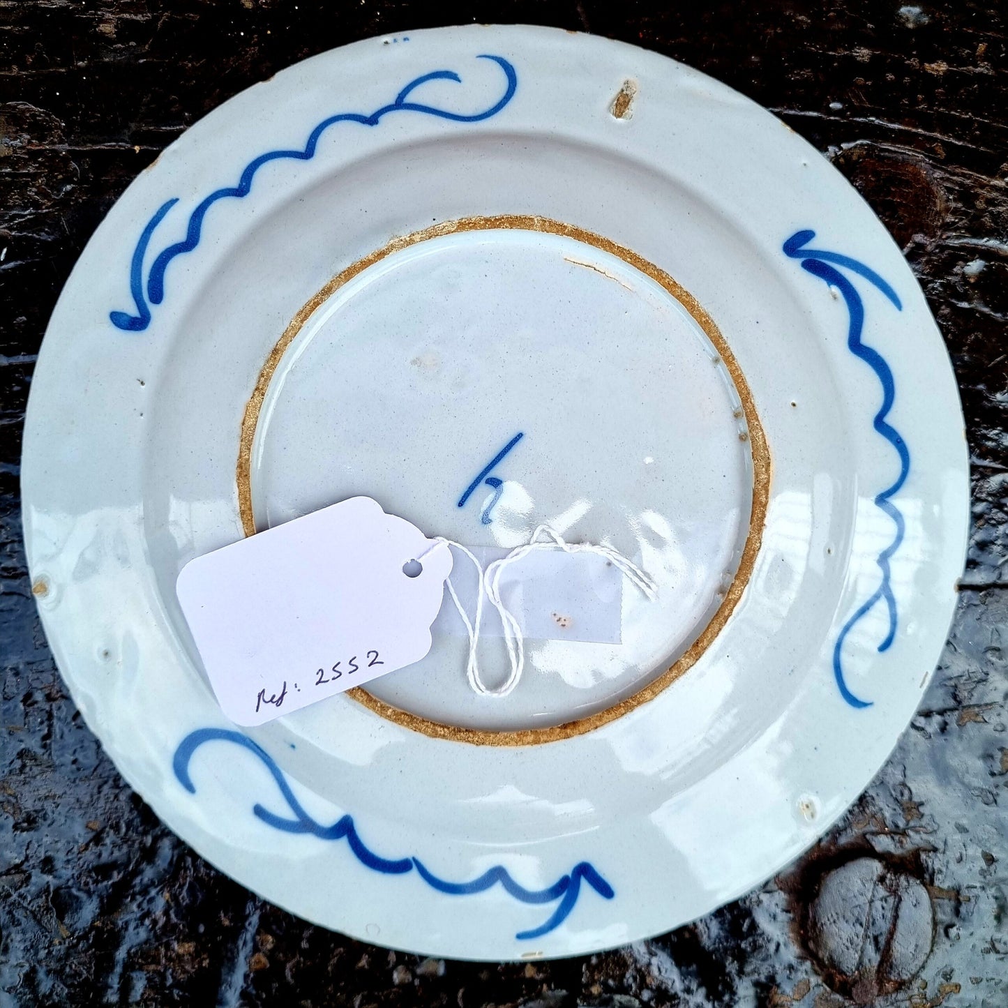Mid 18th Century English Antique Delftware Plate in the Chinoiserie Manner, Attributed to Liverpool