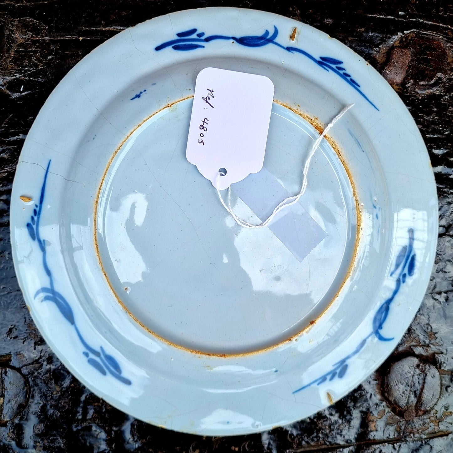 Mid 18th Century English Antique Delftware Plate in the Chinoiserie Manner, Attributed to Liverpool