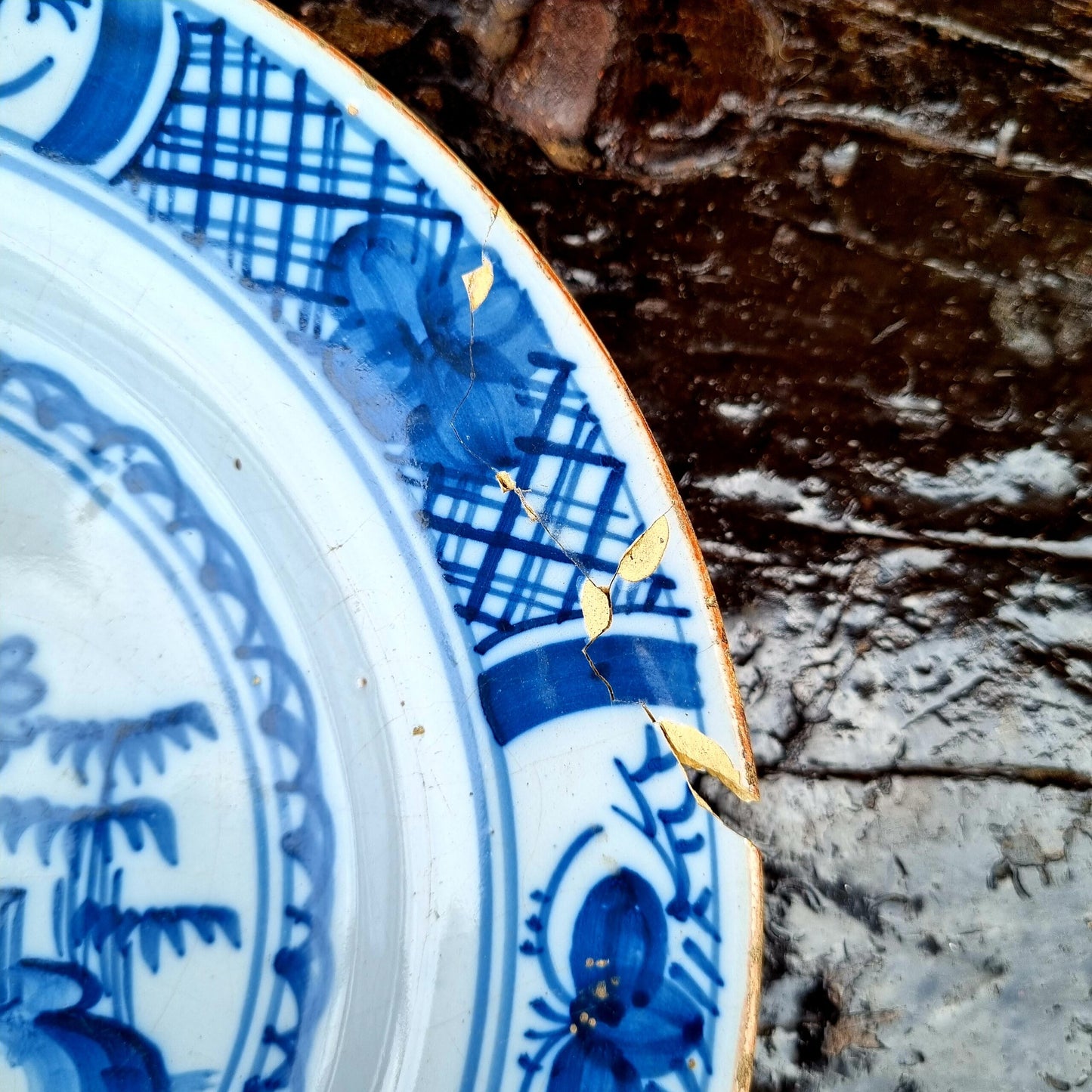 Mid 18th Century English Antique Delftware Plate in the Chinoiserie Manner, Attributed to Bristol