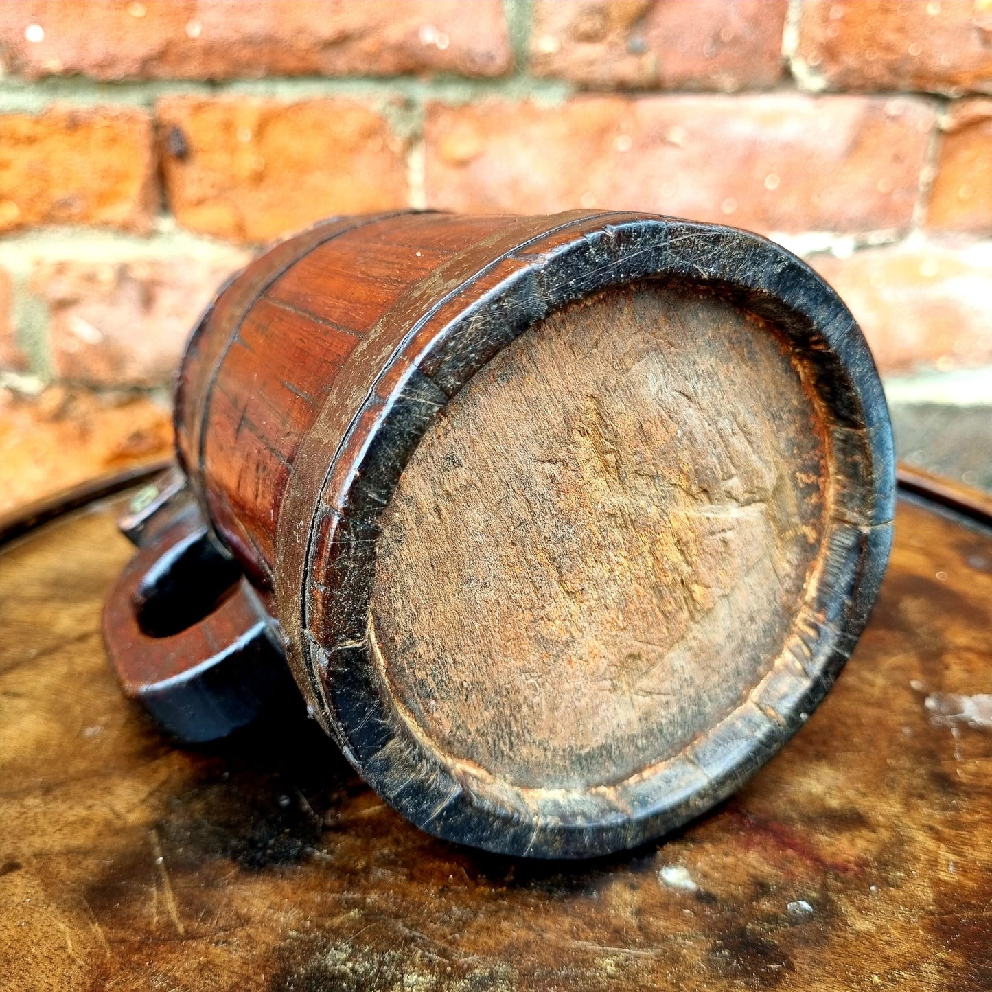 Mid 19th Century Antique Folk Art Decorated Treen Tankard Dated 1858