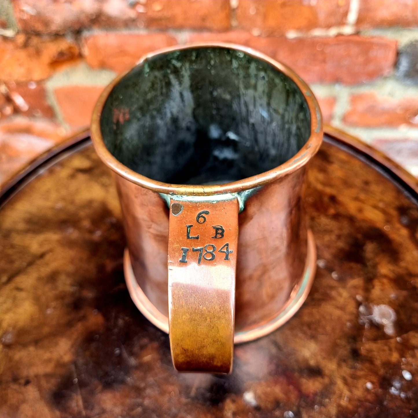 18th Century English Antique Copper Tankard or Measure Dated 1784
