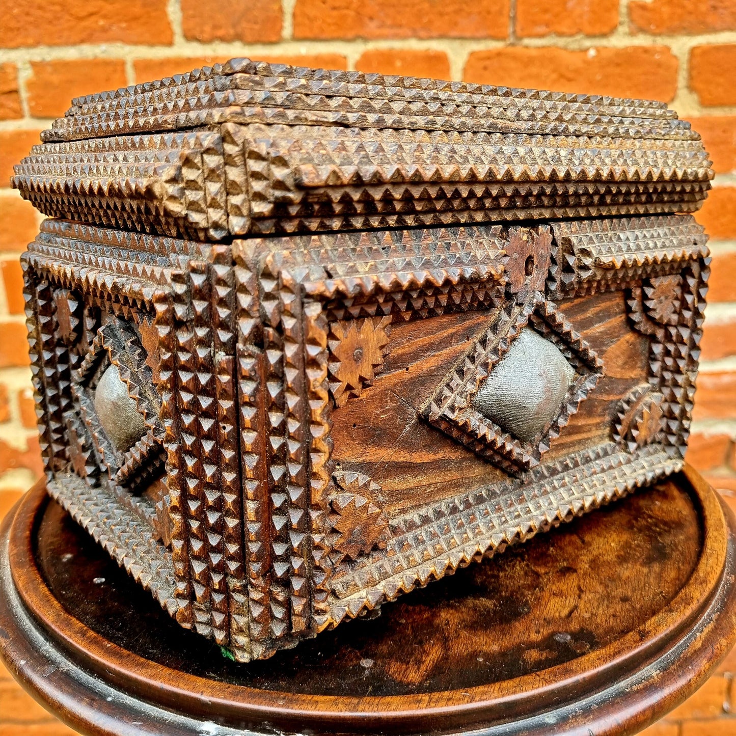 19th Century Antique Tramp Art Table Top Box
