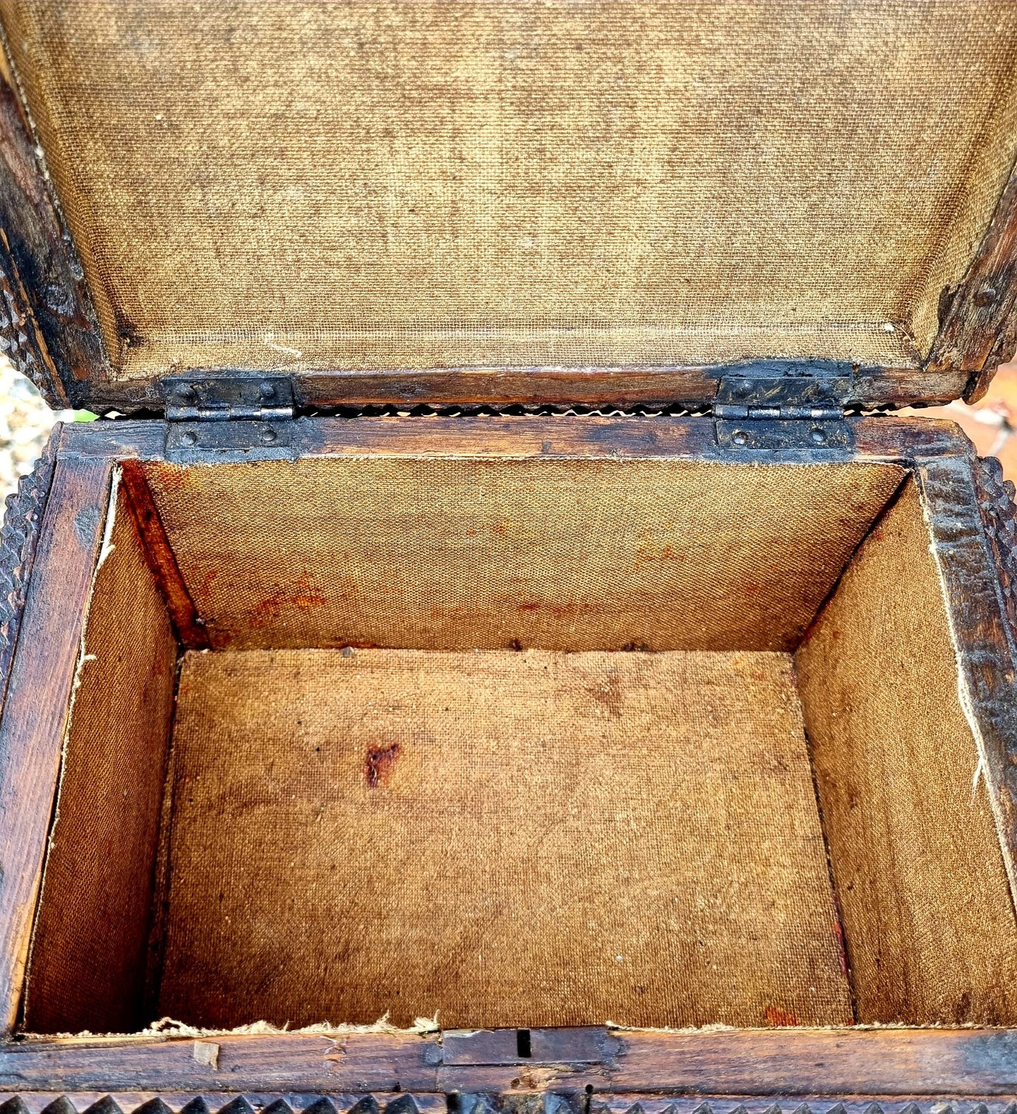 19th Century Antique Tramp Art Table Top Box