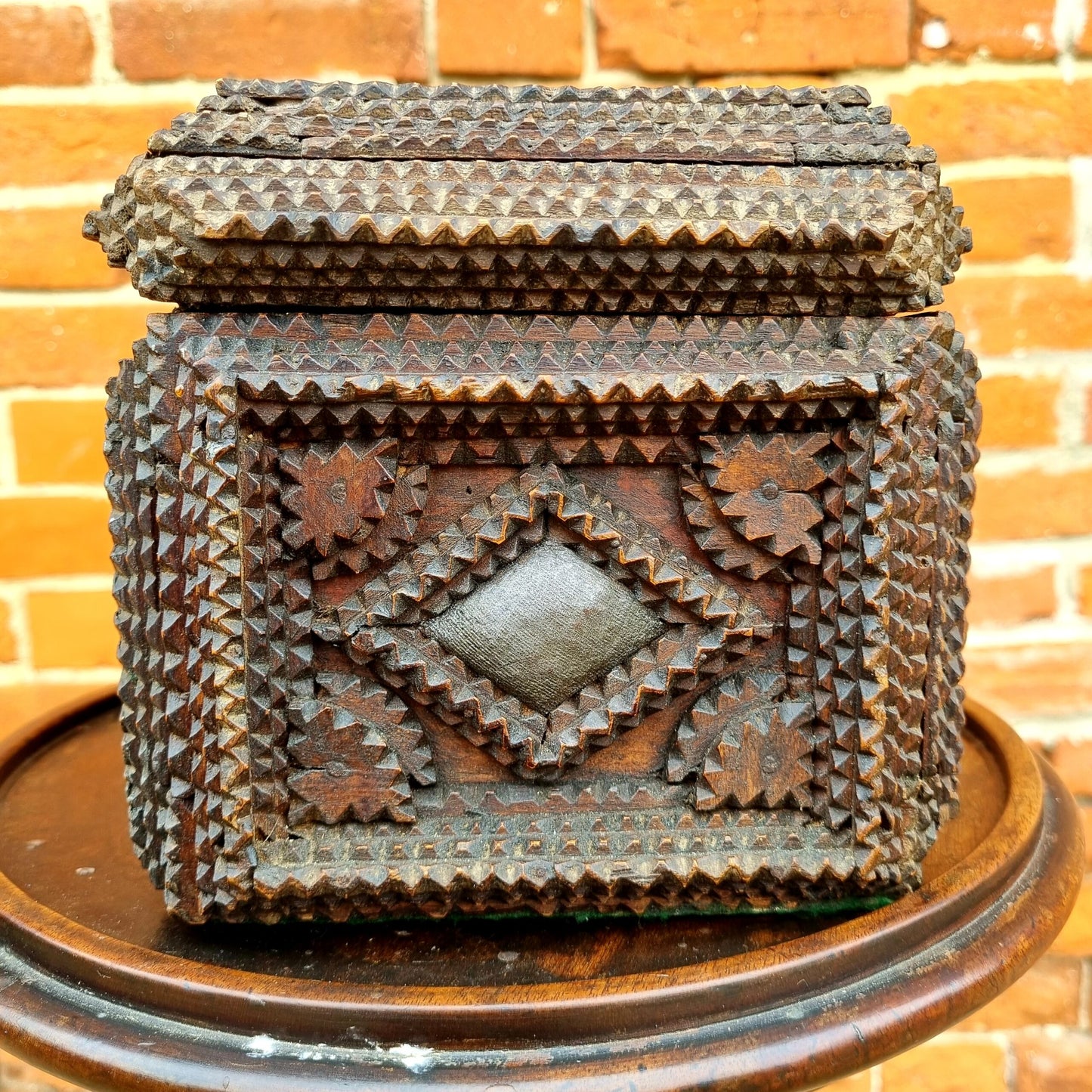 19th Century Antique Tramp Art Table Top Box