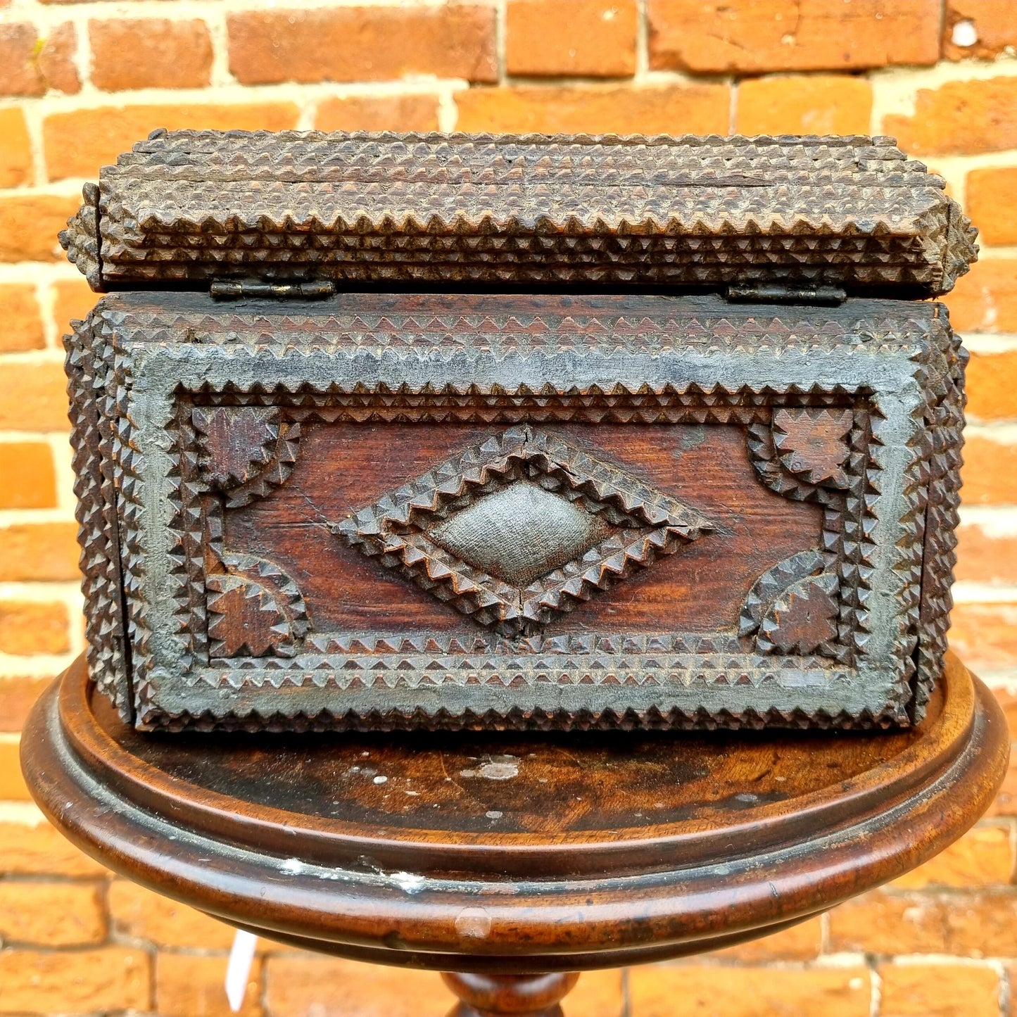 19th Century Antique Tramp Art Table Top Box