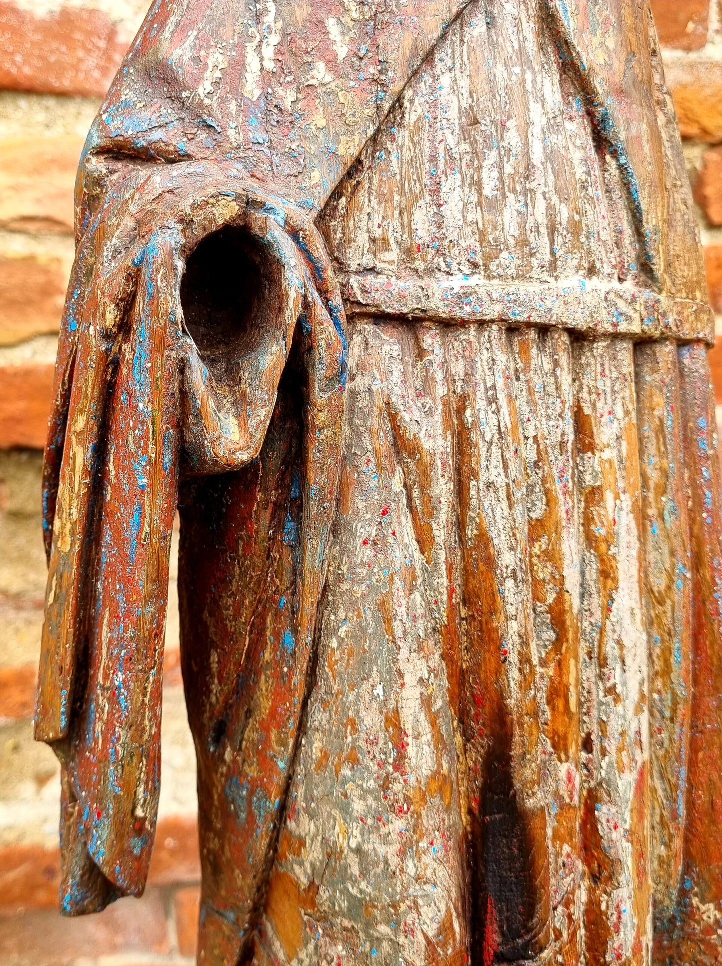 Mid 15th Century Gothic Antique Carved Oak Sculpture of a Saint