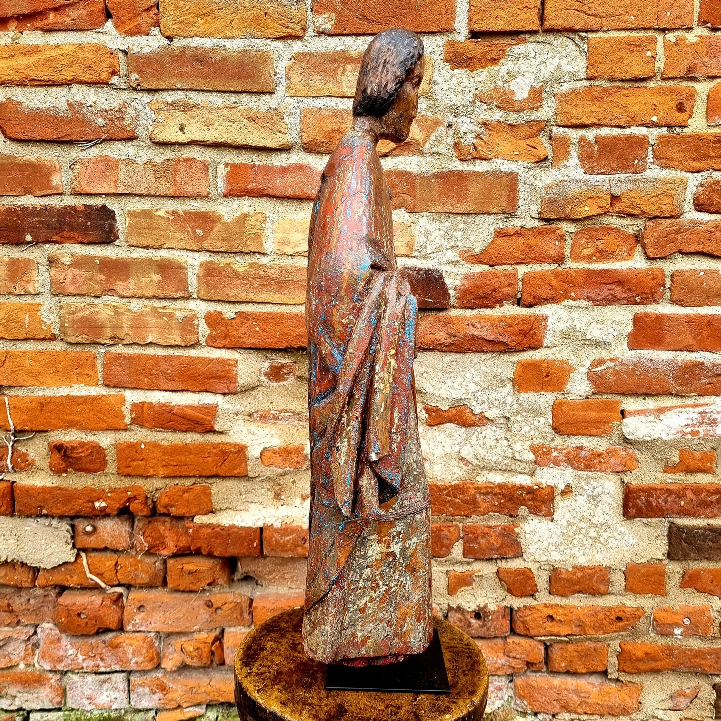 Mid 15th Century Gothic Antique Carved Oak Sculpture of a Saint