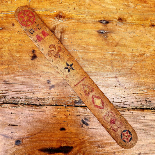 18th Century American Antique Treen Folk Art Stay Busk Love Token Bearing The Initials "O + S", Attributed to Nantucket