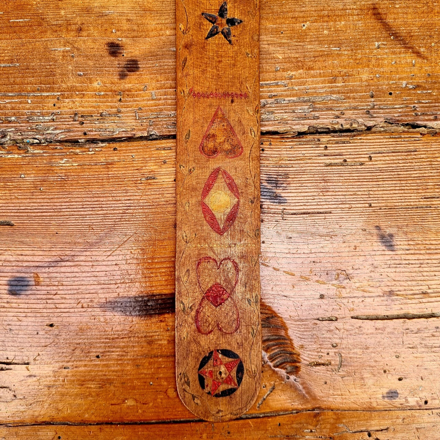 18th Century American Antique Treen Folk Art Stay Busk Love Token Bearing The Initials "O + S", Attributed to Nantucket