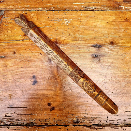 18th Century English Antique Treen Folk Art Stay Busk Love Token Bearing The Initials "EM"