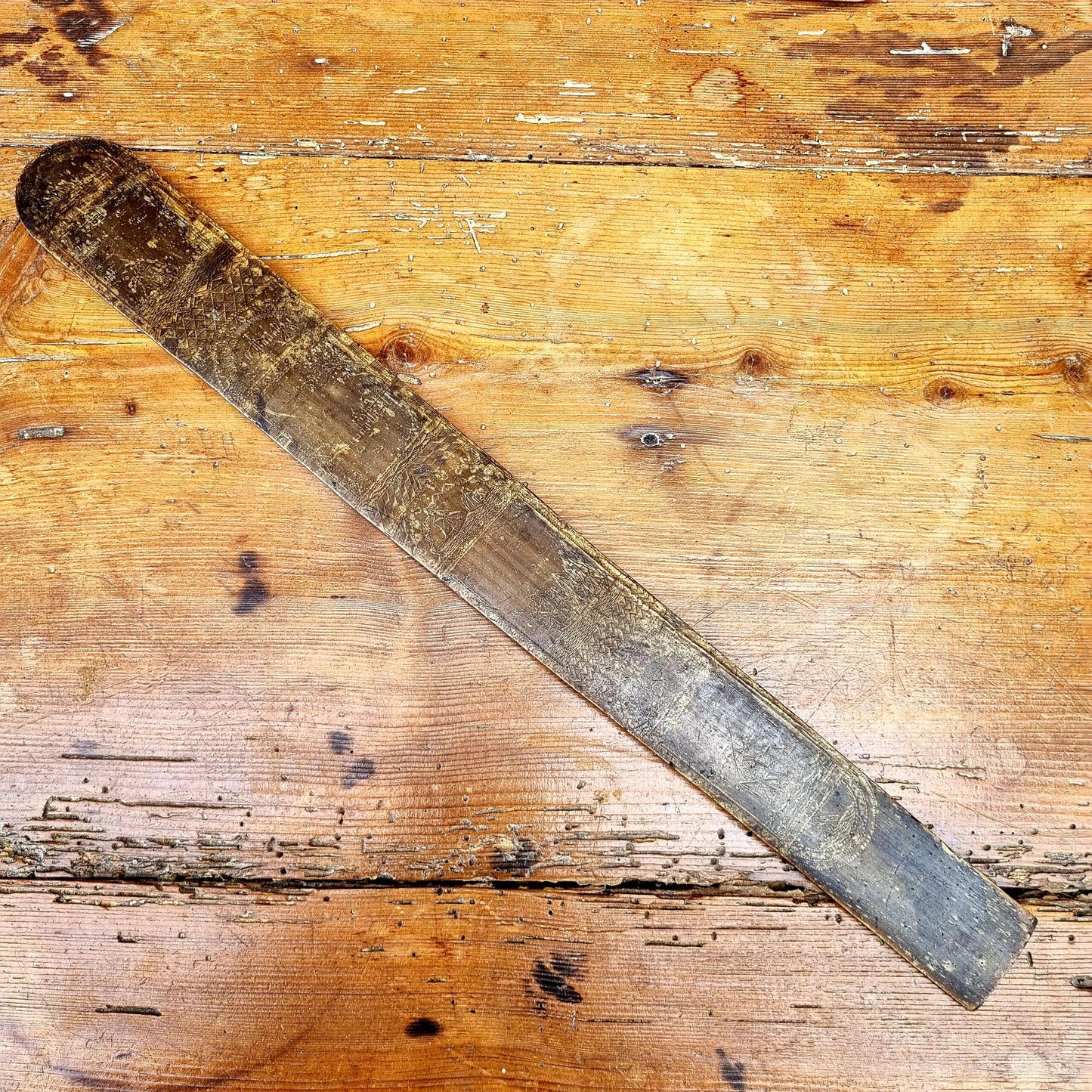 18th Century English Antique Baleen Folk Art Stay Busk Love Token
