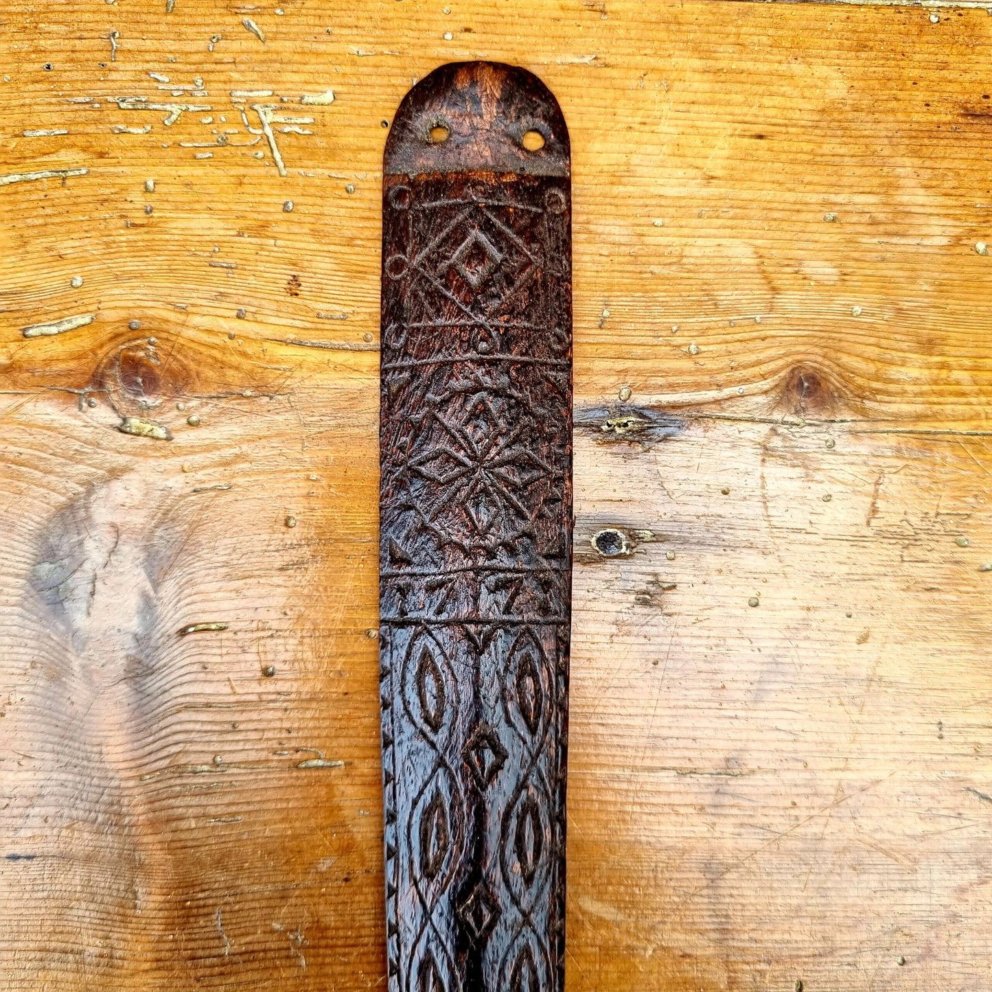 18th Century English Antique Treen Folk Art Stay Busk Love Token Dated 1771 & 1773