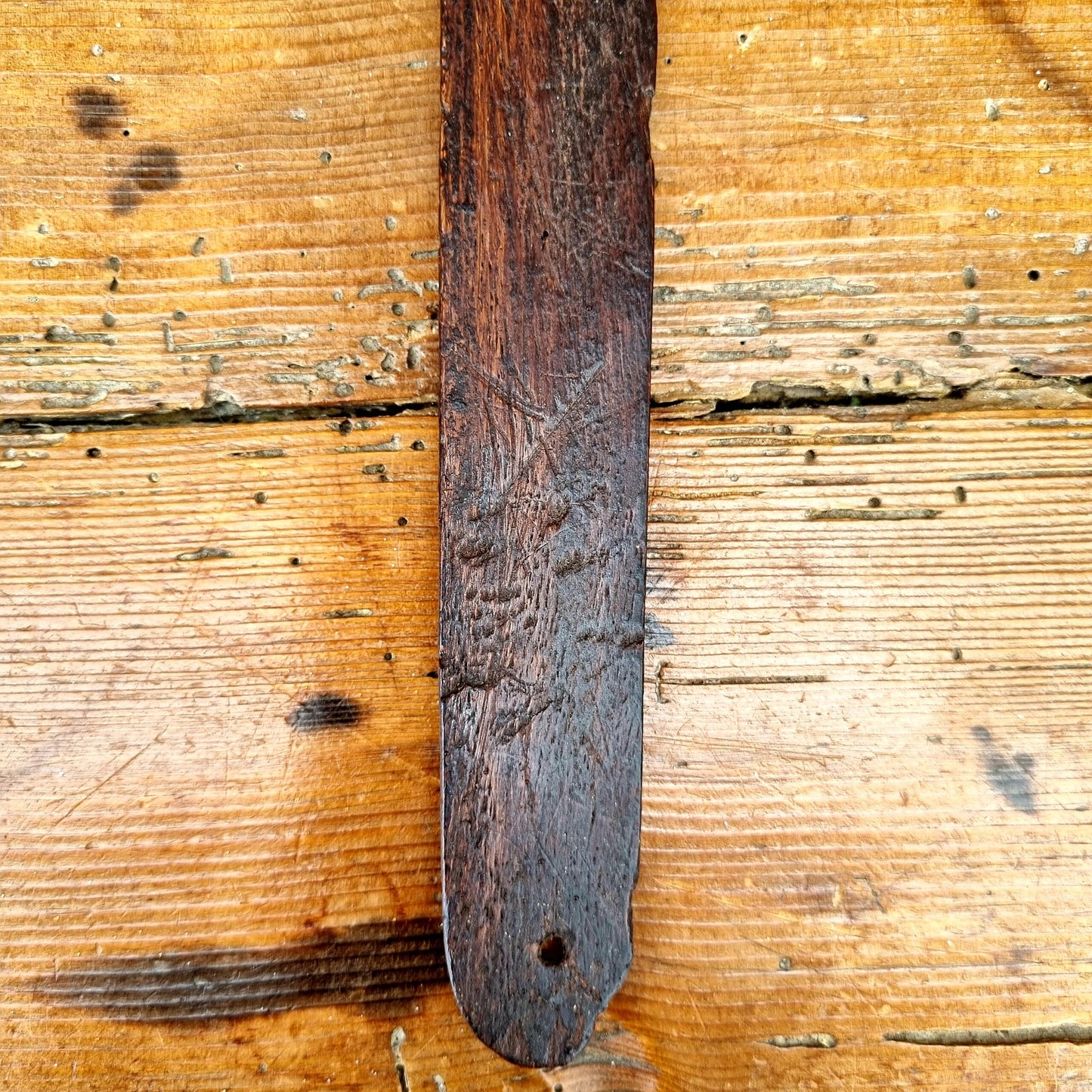 18th Century English Antique Treen Folk Art Stay Busk Love Token Dated 1771 & 1773