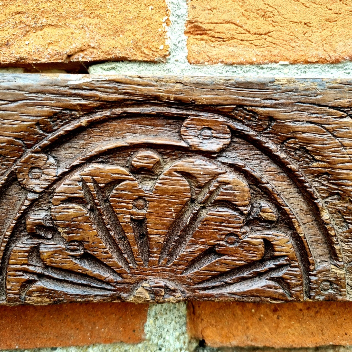 Mid 17thC English Antique Carved Oak Panel or Rail Dated "1657"
