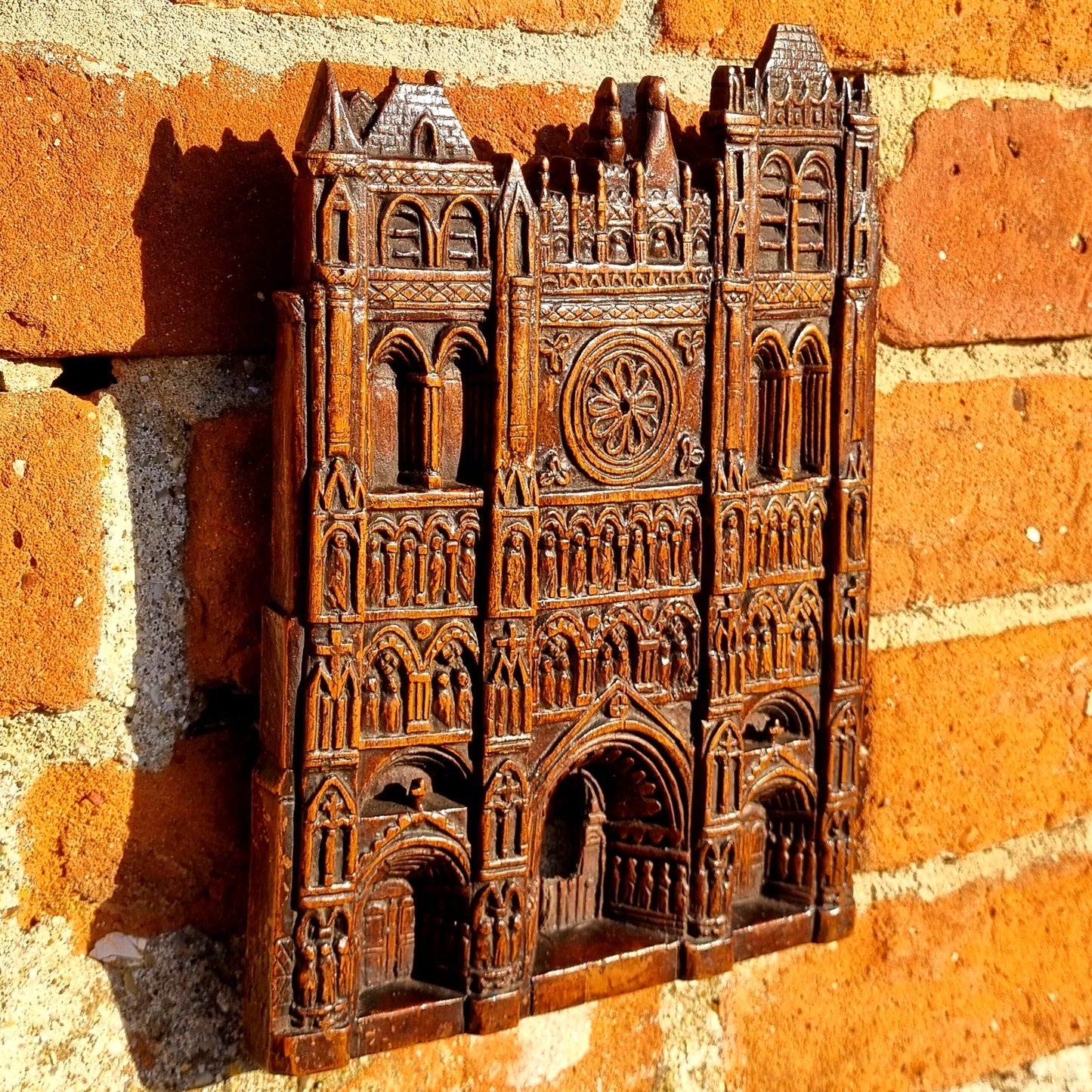 18th Century Antique Carved Walnut Panel Depicting a Cathedral Facade