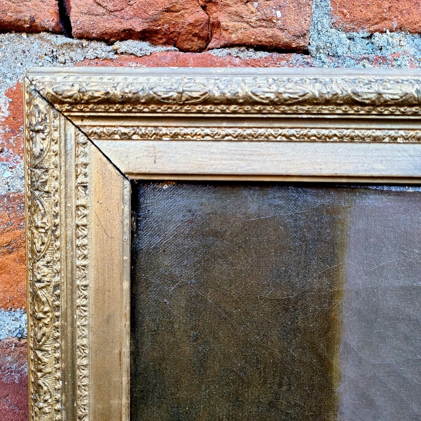 Mid 19th Century English School Antique Oil on Canvas Portrait Painting of a Horse Within a Stable