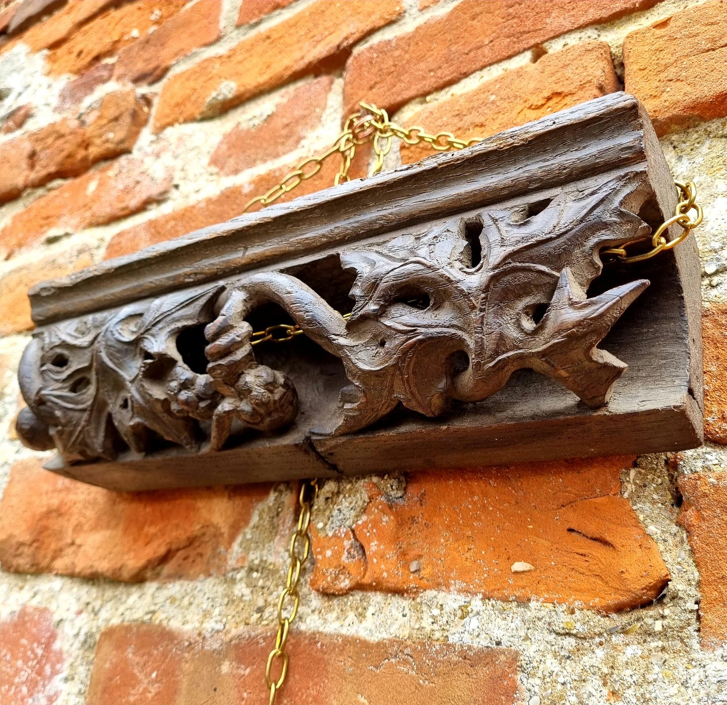 Late 15th Century / Early 16th Century Antique Carved Oak Fragment / Rail Depicting Foliage and Fruit