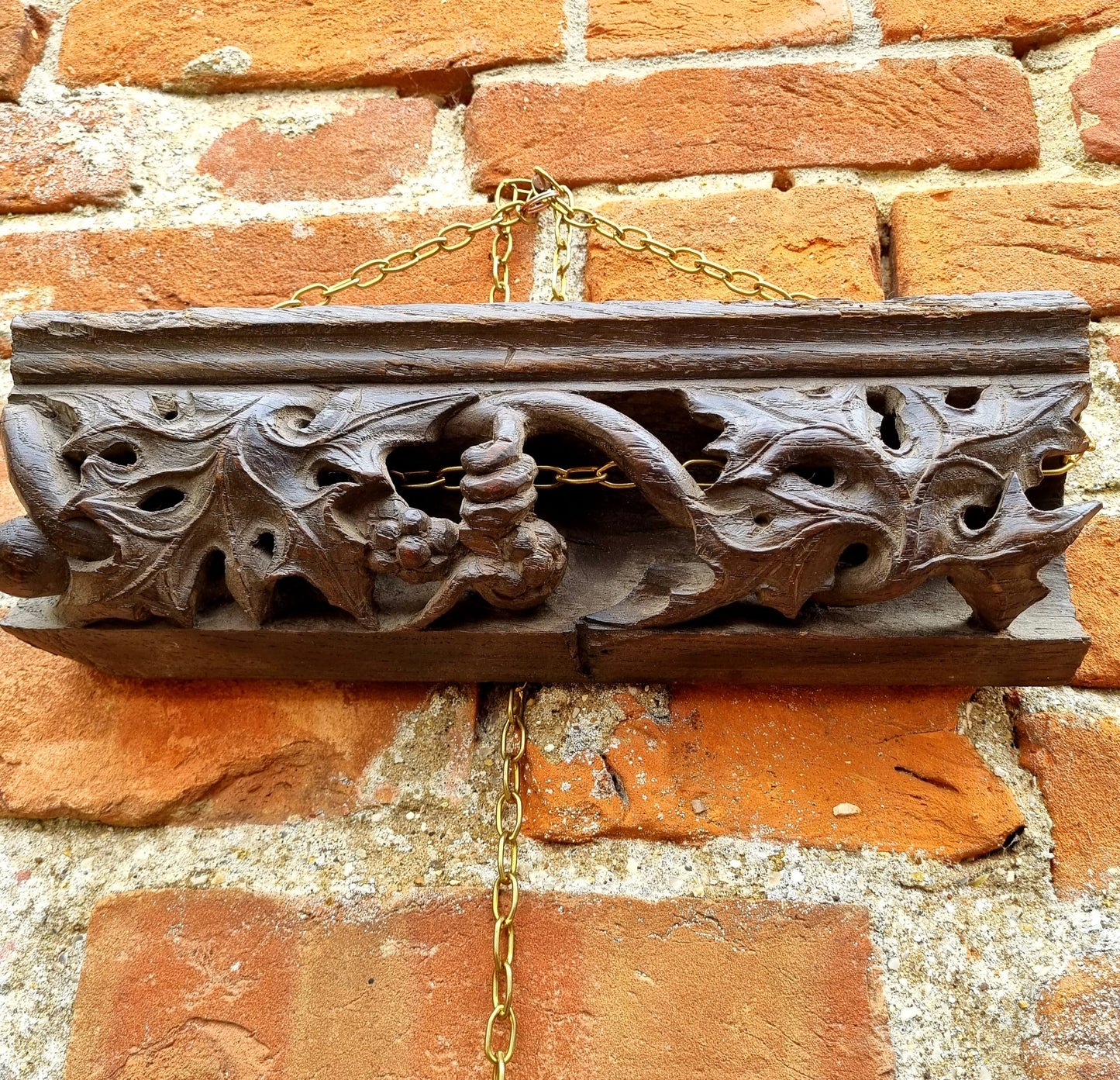 Late 15th Century / Early 16th Century Antique Carved Oak Fragment / Rail Depicting Foliage and Fruit