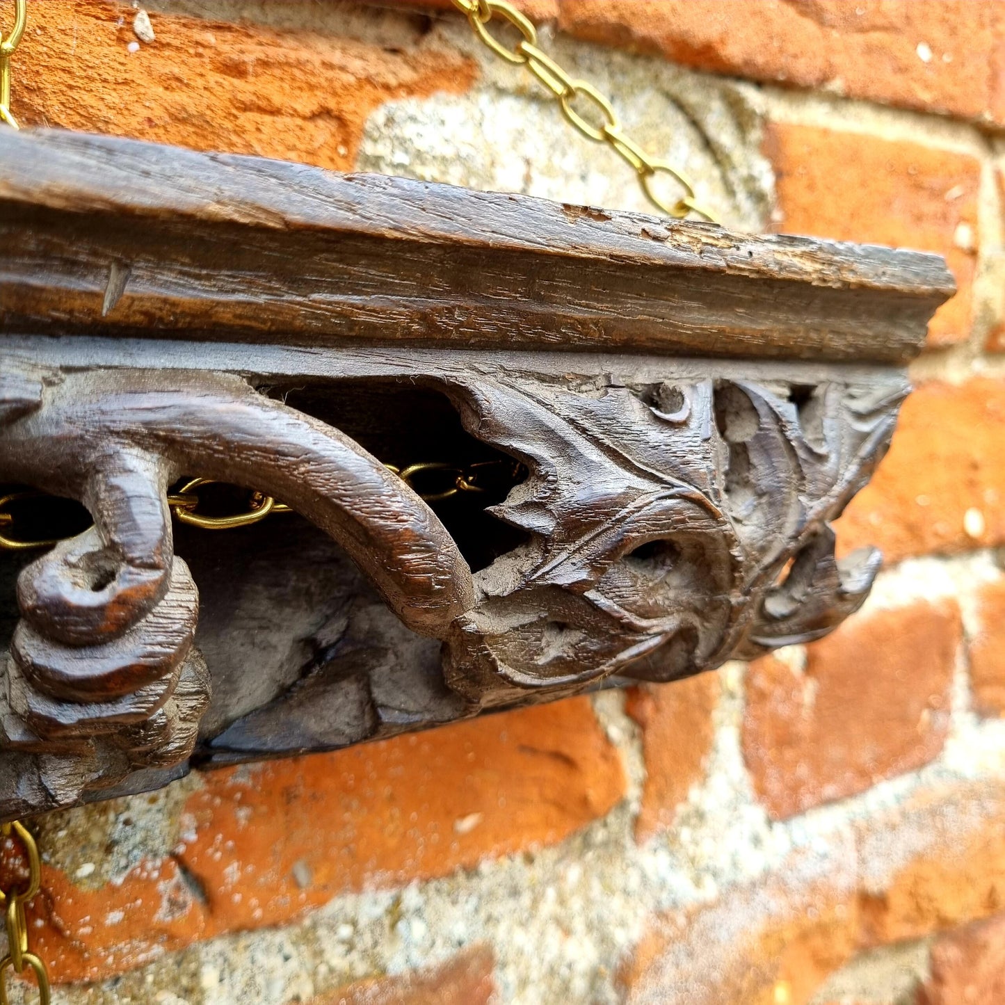 Late 15th Century / Early 16th Century Antique Carved Oak Fragment / Rail Depicting Foliage and Fruit