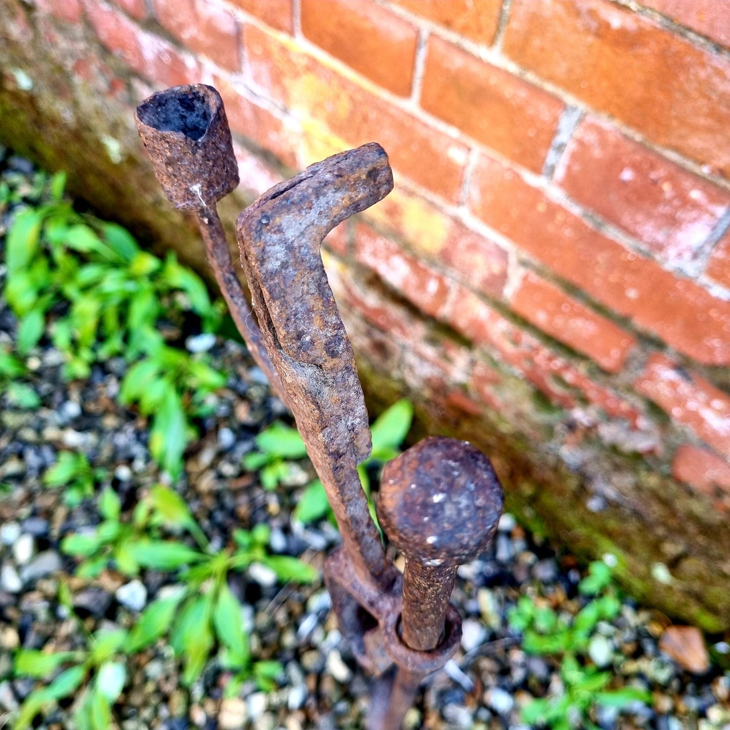 18th Century Antique Wrought Iron Standing Rushlight Attributed to Wales or English Borders