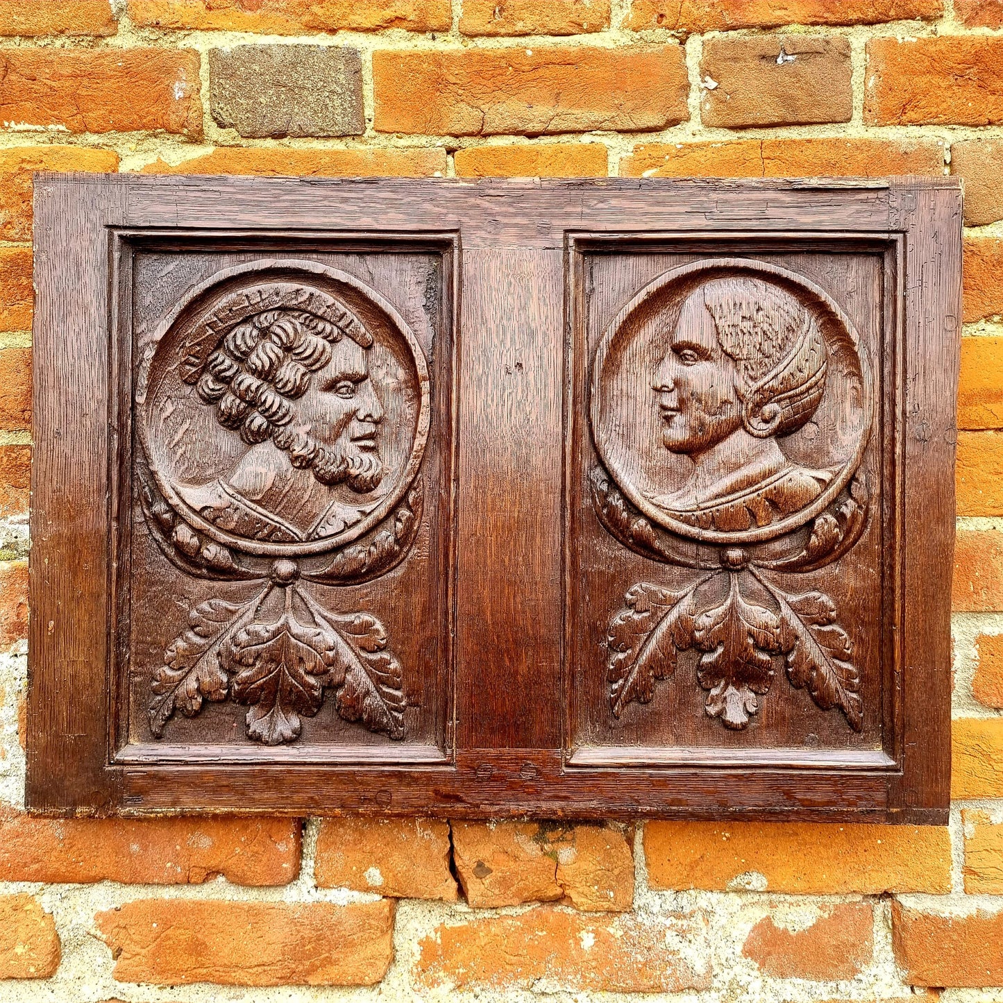 Set of Four 16th Century Antique Carved Oak Romayne Portrait Panels