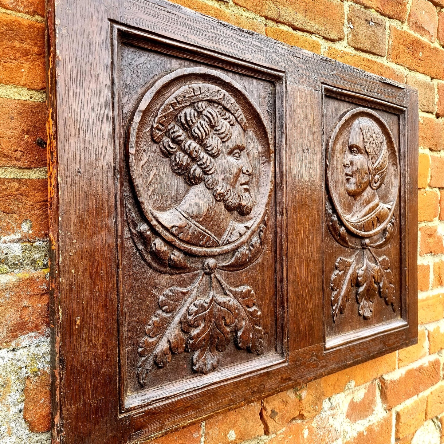 Set of Four 16th Century Antique Carved Oak Romayne Portrait Panels